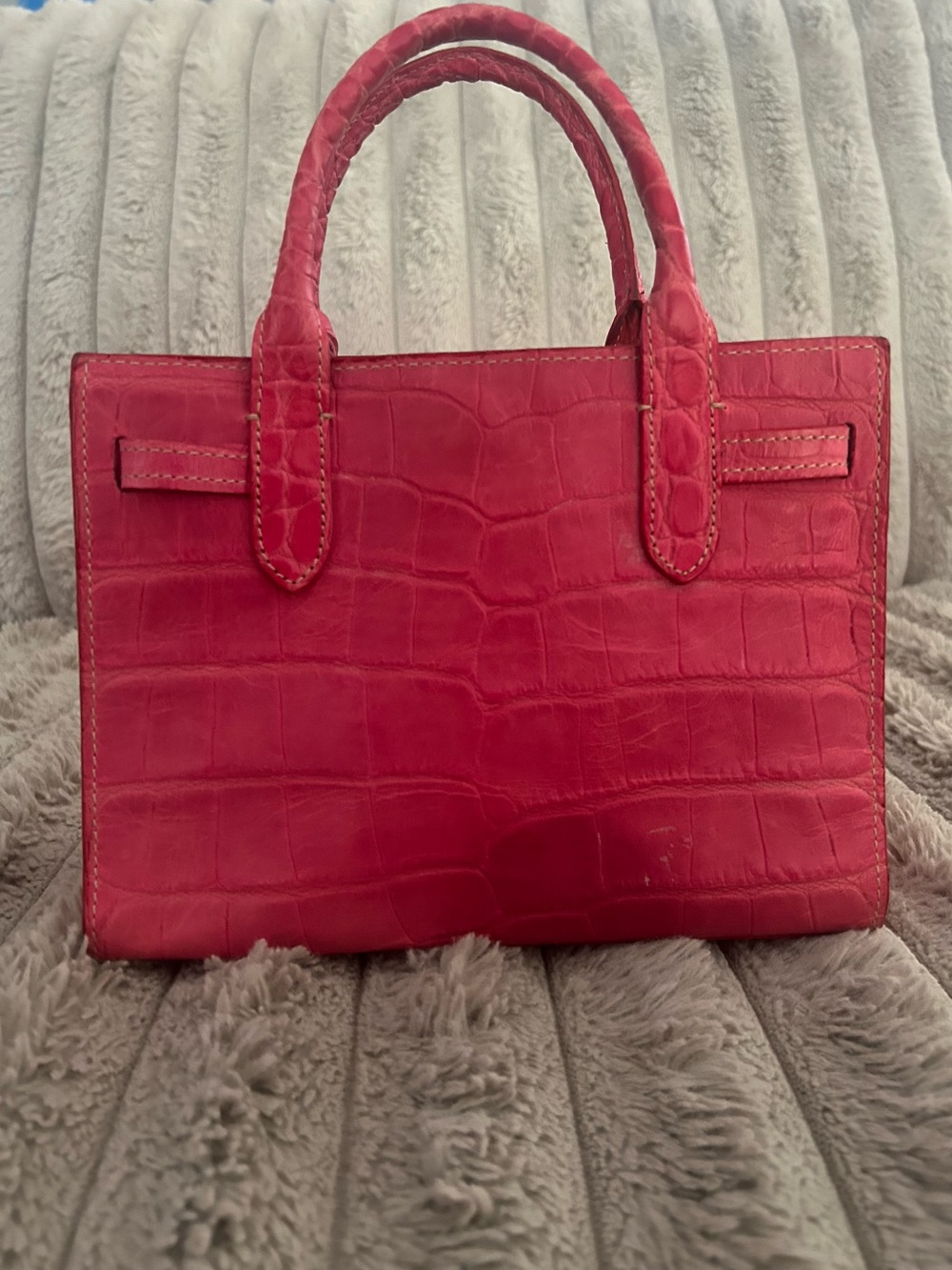 Dooney & Bourke Pink Embossed Croc Leather Small Satchel - Rare - made in Italy - Picture 2 of 6